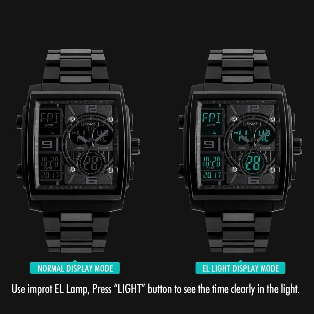 24H Military Electronic LED Back Light Display Alarm exposition steam Stopwat MASTOP Men's Sport Watch Dual Dial Digital Analog 