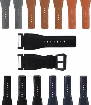 24mm Compatible With Suunto Core Replacement Smooth Leather Watch Band Strap With Black cornerstone repress Pvd Adapter Ewatchparts 