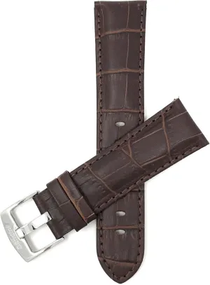 24mm magnet haul Watch Band Bandini Mens Leather Watch Band - Alligator Pattern Leather Watch Strap - Replacement Watch Band for Classic and Smart Watch - Brown 