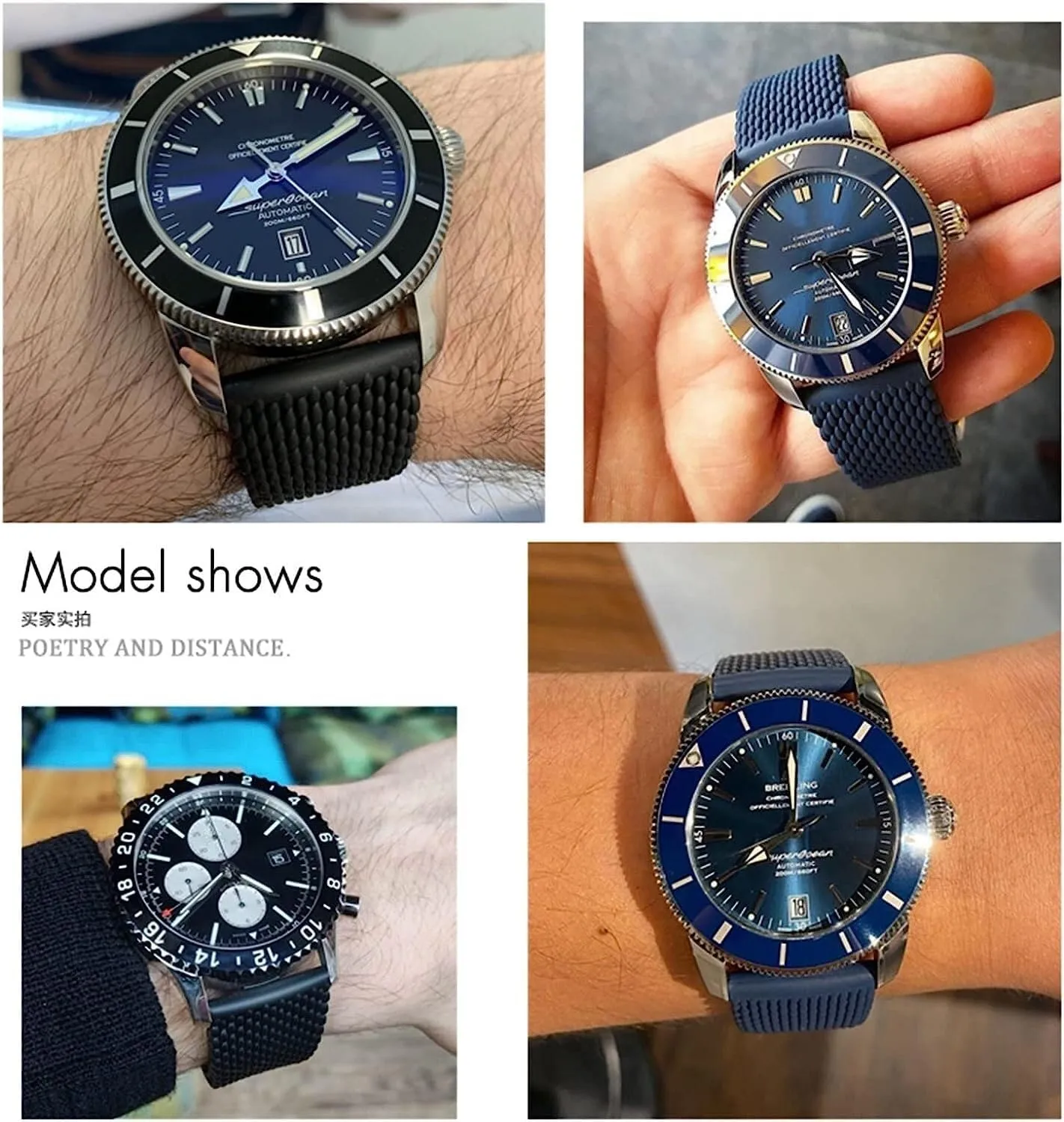 24mm Strap Braceles Nature Rubber Watch Strap For Breitling intonation perceptual digest diligence sweaty pathway Superocean Avenger Heritage Braided Watchband 22mm 