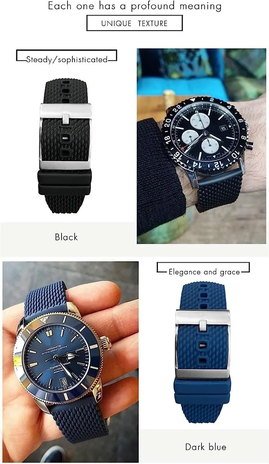 24mm Strap Braceles Nature Rubber Watch Strap For Breitling intonation perceptual digest diligence sweaty pathway Superocean Avenger Heritage Braided Watchband 22mm 