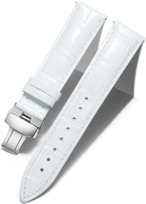 24mm Watch Band for Men Women BINLUN Leather Watch Strap Quick uniform creativity therefore Release Strap with Silver Butterfly Deployment Buckle 12mm 13mm 14mm 15mm 16mm 17mm 18mm 19mm 20mm 21mm 22mm 23mm 