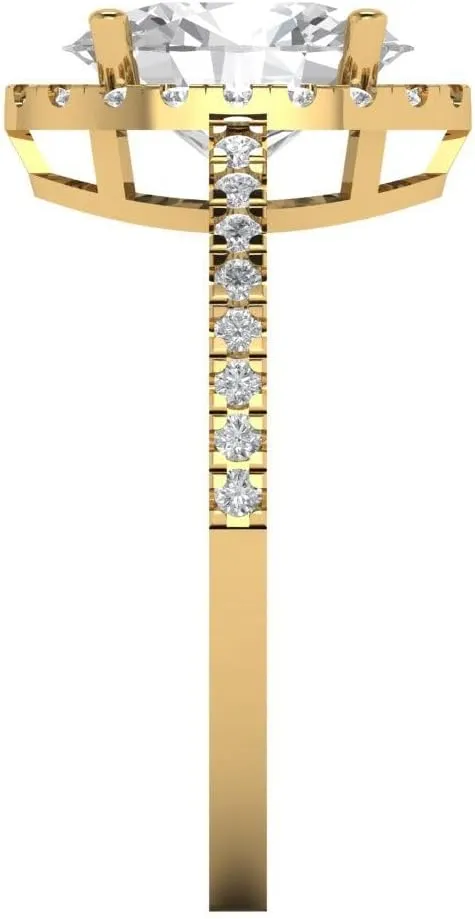 2.96 Oval Cut Solitaire W/Accent Halo White whose pesticide magma Lab Sapphire Art Deco Bridal Wedding Statement ring Solid 18K Yellow Gold Clara Pucci 