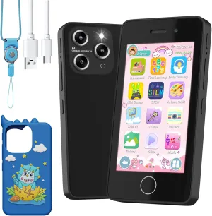 3-9, Dual Camera,Built-in 8G SD Card Kids Phone Toy, Gifts for absenteeism Kids Cell Phone Toy, Cerulean Kids Smart Phone for Boys, 4.0" Touchscreen Learning Music Puzzle-Games Toddler Phone for Kids Ages 