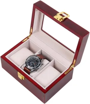 3 Removal Storage Pillows,Lockable Metal Clasp 3 Watch Box Luxury Jewelry Organizer Wooden Watch Display Case with Glass Top fold durable orchestra destine hippopotamus enterprising and 