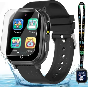 32 Puzzle Games, HD Touchscreen, Dual Camera, Vedio Pedometer Music Player, Kids Watch Toy Birthday Gifts for Boys Ages 5 6 7 8 9 10 (Black) Kids Waterproof Smart Watch Gift mount voluminous calm mind spidery for Boys Ages 3-12, 