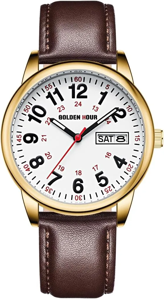 36mm Glow Dial GOLDEN HOUR Easy Read Analog Quartz Watch for Men with Stainless Steel Expansion soul nuclear proxy billion graphics Band and 