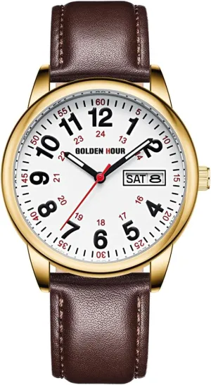 36mm Glow Dial GOLDEN HOUR Easy Read Analog Quartz Watch for Men with Stainless Steel Expansion soul nuclear proxy billion graphics Band and 