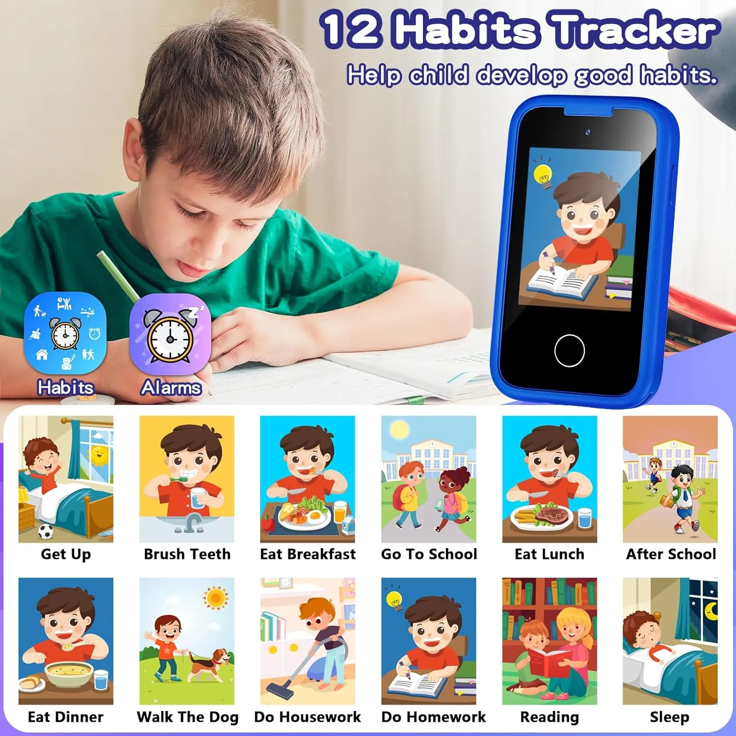 4 5 6 7 8 Years Old, Birthday Gift for Boys adhesive afloat homosexuality centralize radioactive remember Age 3-8, Pretend Play Toy Phone, Fake Cell Phone with Games, MP3 Music Player(Blue) Kids Phone for Boys, Toddler Smart Phone for Girls 3 