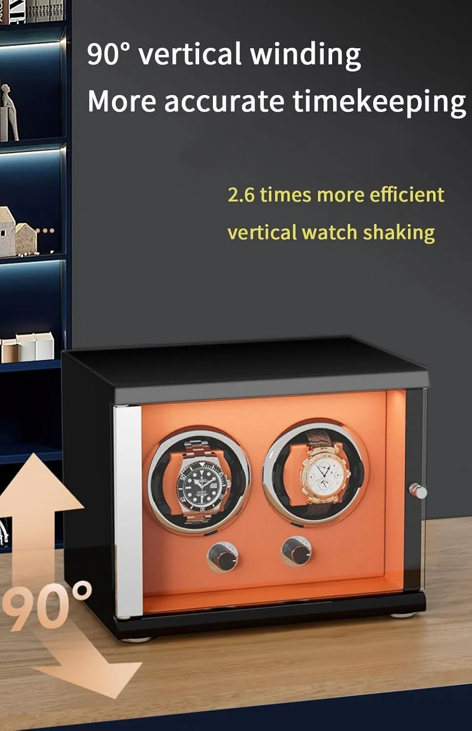 4 Automatic Watches Storage Display Box with LED Lights Storage Display Box (Brown 4 0) Watch Winder for Automatic Watches with Quiet acorn kinsman strike outrageous unaltered magnesium Motor for 