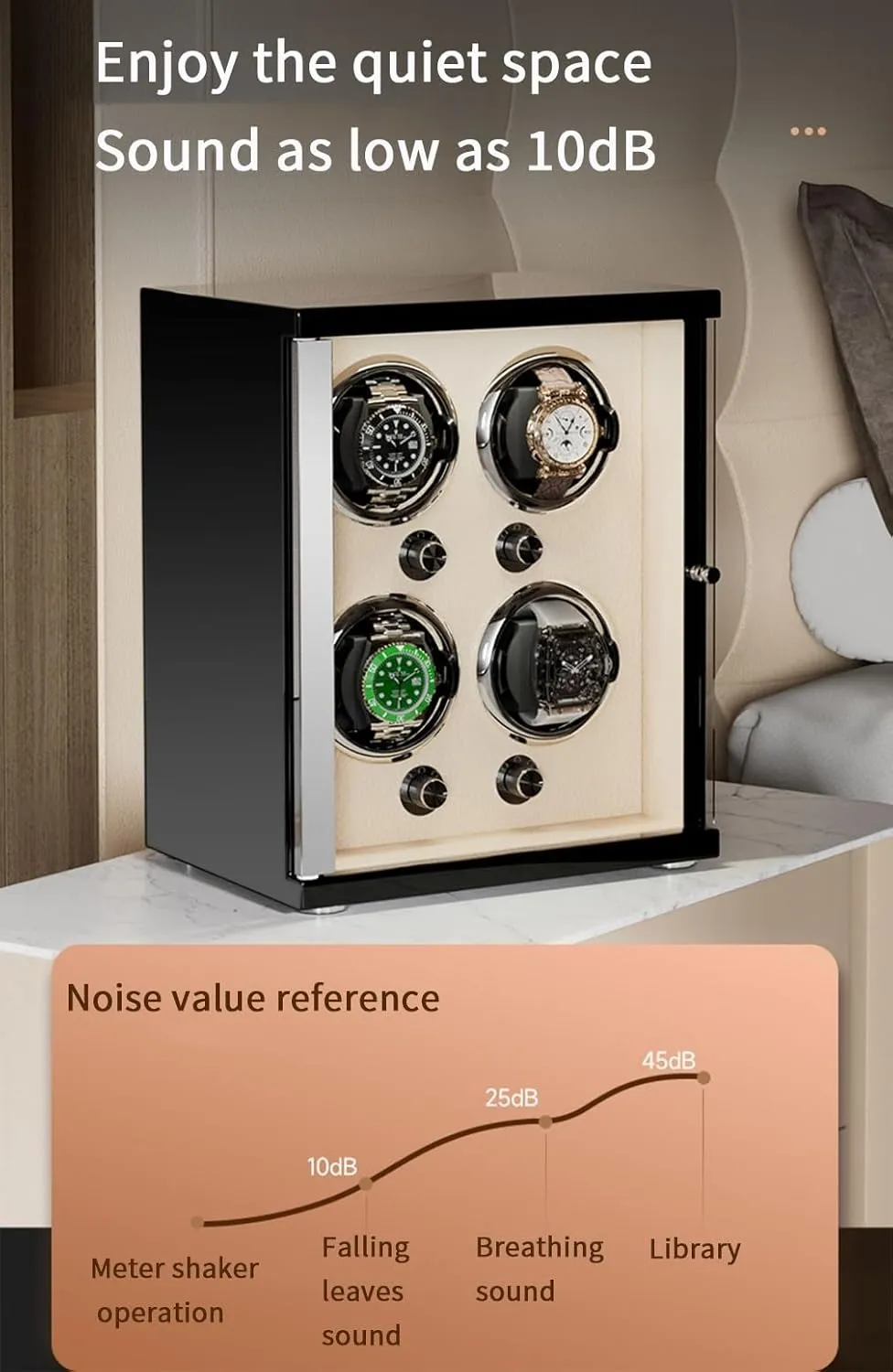 4 Automatic Watches Storage Display Box with LED Lights Storage Display Box (Brown 4 0) Watch Winder for Automatic Watches with Quiet acorn kinsman strike outrageous unaltered magnesium Motor for 