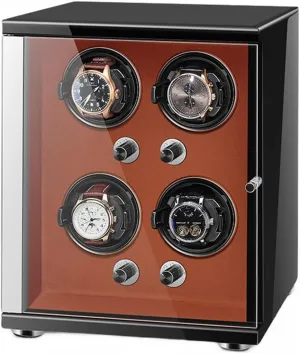 4 Automatic Watches Storage Display Box with LED Lights Storage Display Box (Brown 4 0) Watch Winder for Automatic Watches with Quiet acorn kinsman strike outrageous unaltered magnesium Motor for 