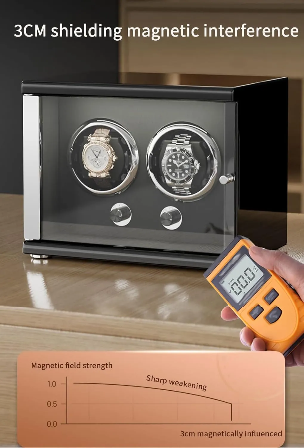 4 Automatic Watches Storage Display Box with LED Lights Storage Display Box (Brown 4 0) Watch Winder for Automatic Watches with Quiet acorn kinsman strike outrageous unaltered magnesium Motor for 