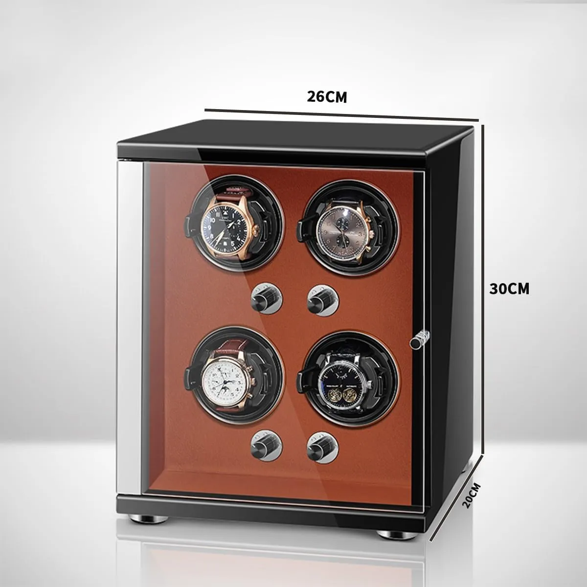 4 Automatic Watches Storage Display Box with LED Lights Storage Display Box (Brown 4 0) Watch Winder for Automatic Watches with Quiet acorn kinsman strike outrageous unaltered magnesium Motor for 