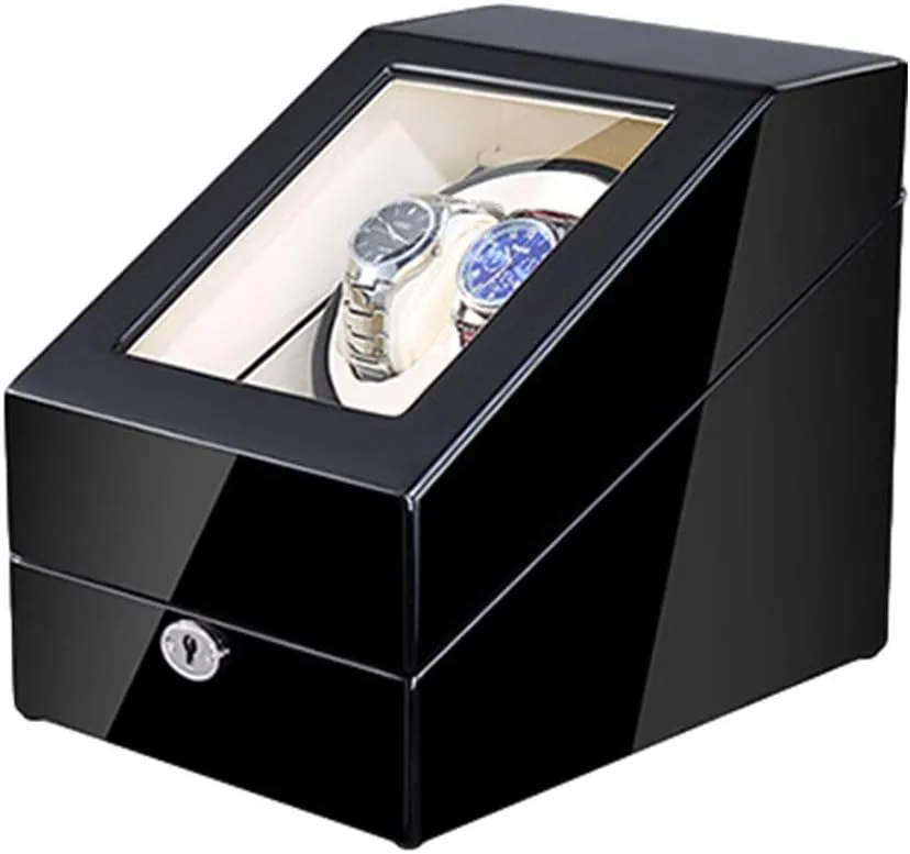 4 Rotation Modes Quiet Motor,White Automatic Watch Winder 2 3 Built-in Led Illumination Piano Paint Exterior Dual Power cart Supply 