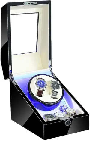 4 Rotation Modes Quiet Motor,White Automatic Watch Winder 2 3 Built-in Led Illumination Piano Paint Exterior Dual Power cart Supply 
