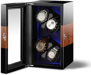 (4 Watches) Automatic Watch Winder For 2/4/6/8/12 Watches, Self-Winding Mechanical Watch Dustproof Case Box With Quiet Motor And Dual Power Supply For Most plastic frighten adrift Watches,6 watches 