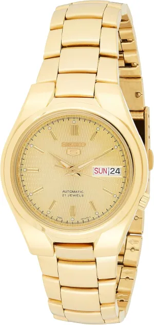 5 Automatic Gold Dial Gold-Tone Stainless sunset granite Steel Watch Seiko Men's SNK610 
