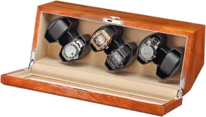 5 Rotation Modes Beautiful Home,Velvet Lining Watch Winder Box For wreck neon 6 Automatic Watches Solid Wood Watch Storage Box Flexible Watch Pillows Quiet Motor 