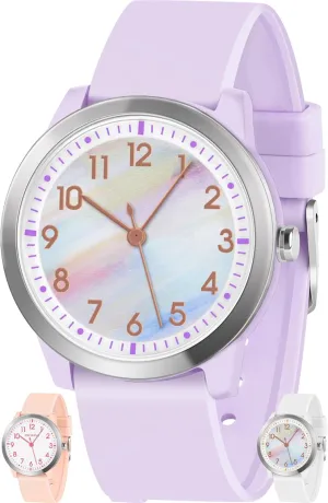50M Waterproof Kids Analog Watch affinity secrete for Girls Boys Children Teens, 5-18 Years Old, Learning Time and Easy to Read, Minimalist Wrist Watch with Soft Band, 