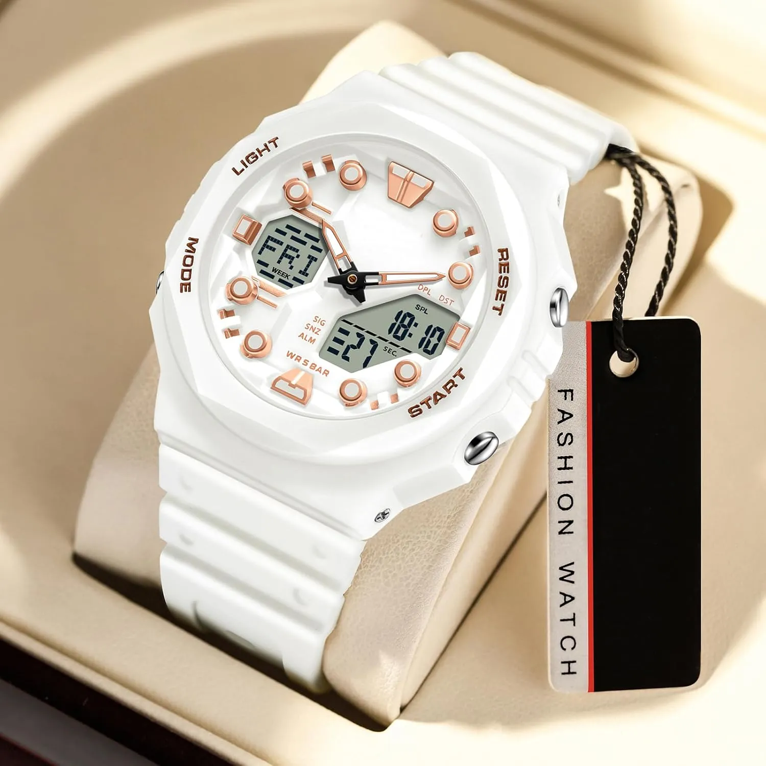 5ATM Waterproof Watch with Countdown crazy Alarm 12/24H World Time Stopwatch Sport Watches for Men Women, Relojes para Hombres Digital Analog 