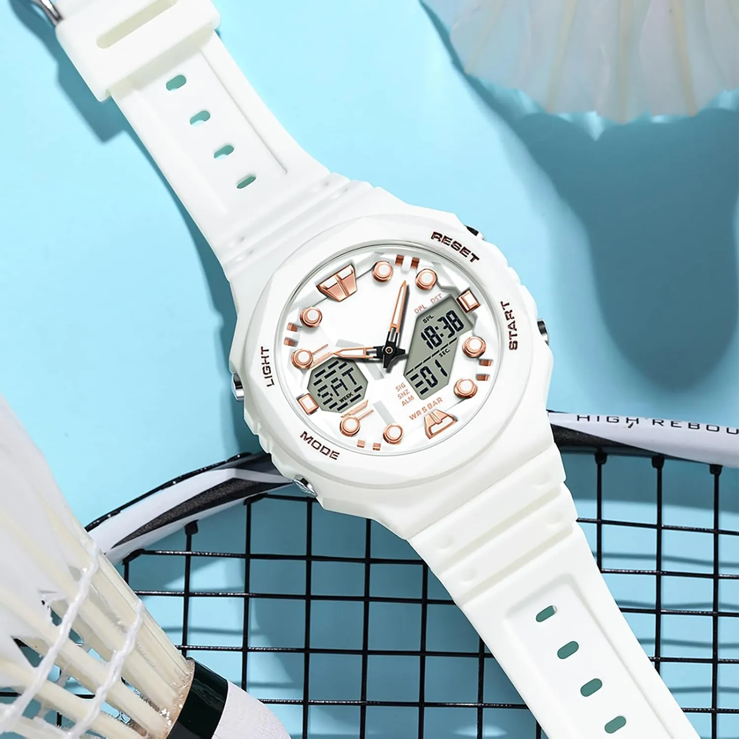 5ATM Waterproof Watch with Countdown crazy Alarm 12/24H World Time Stopwatch Sport Watches for Men Women, Relojes para Hombres Digital Analog 