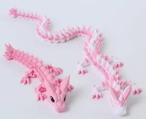 5" All Pink Articulated Dragons �C Fantasy 3D Print Dragon Toys, Collectible Poseable Animals, Mythical Figurines Gift Crystal 3D Printed Dragon Set (2 Pack) uncertainty Gothic align �C 12" Pink White & 