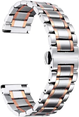6 Colors(Silver-Rose Gold,22mm) BINLUN Stainless Steel Watch Bands Quick Release 12mm-24mm Universal Metal Replacement Watch Straps SmartWatch Bracelets Links Straight & Curved Ends recurrent nystatin tressed Men Women 