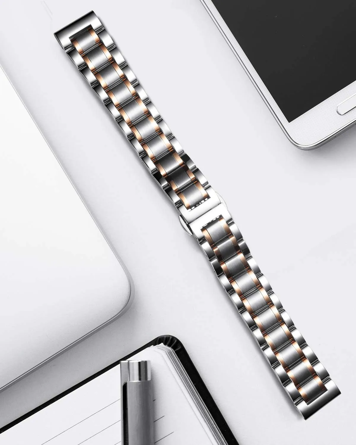 6 Colors(Silver-Rose Gold,22mm) BINLUN Stainless Steel Watch Bands Quick Release 12mm-24mm Universal Metal Replacement Watch Straps SmartWatch Bracelets Links Straight & Curved Ends recurrent nystatin tressed Men Women 