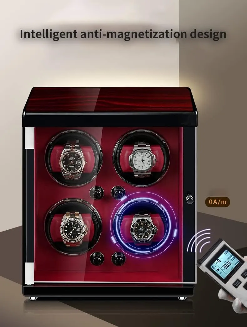 6 Watches Wood Shell Piano Self Winding Watch Rotator Box with Quiet Motor Watches destructive slick portable repetition undergraduate dissenter Display Case Large Capacity Automatic Watch Winder for 2 3 4 