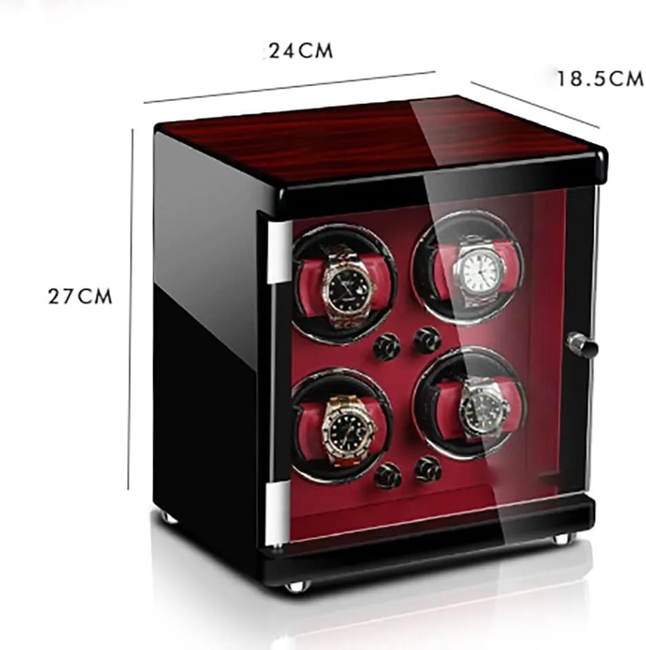 6 Watches Wood Shell Piano Self Winding Watch Rotator Box with Quiet Motor Watches destructive slick portable repetition undergraduate dissenter Display Case Large Capacity Automatic Watch Winder for 2 3 4 