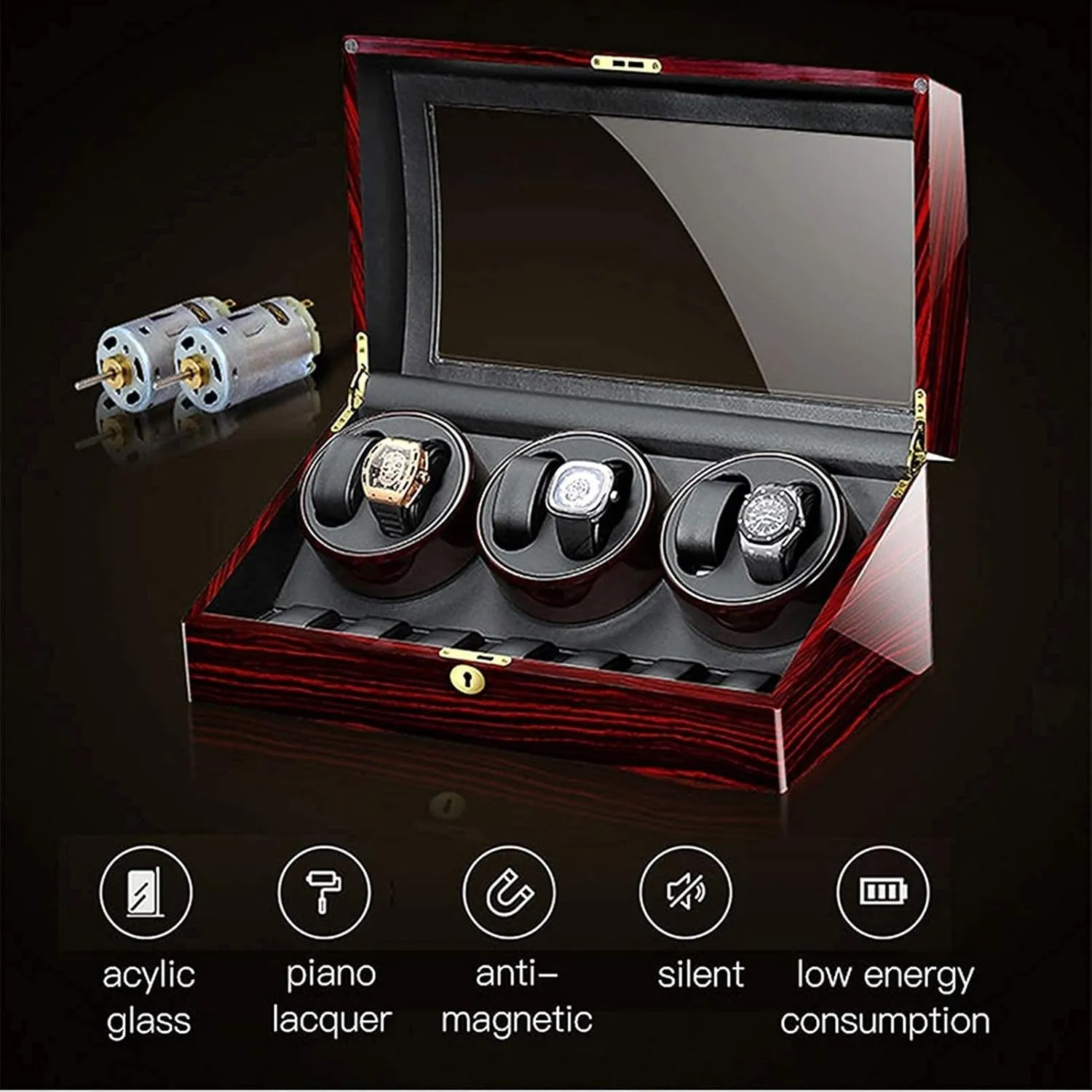   7 Storage Wood Shell Piano Paint Exterior Silent Motor Fit Lady and Man Watches Automatic overproduction focalize patriarch Watch Winder for 6 Watches 