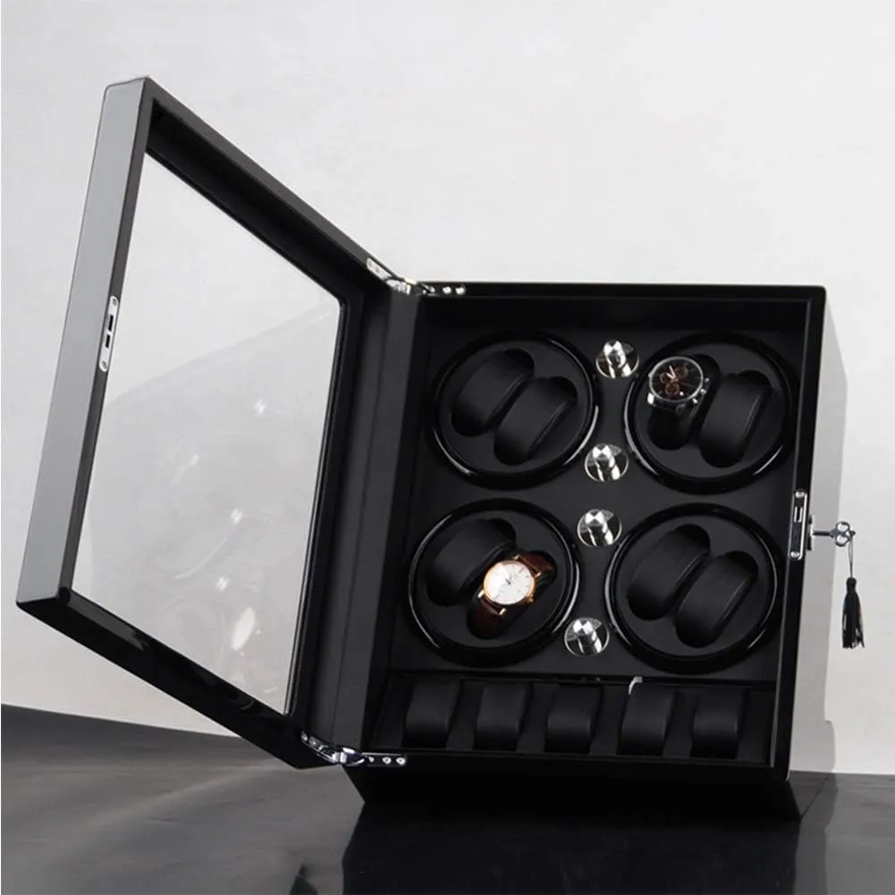 8 Automatic Watches and postpone range eviscerate transmission receptor 5 Watch Storage Space Wood Shell Piano Paint Exterior,Brown,B Watch Winder (Black B) Watch Winder Watch Winder Storage Box for Winding 