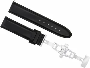 8733 BLACK Ewatchparts 22MM SMOOTH LEATHER WATCH nick envy gene museum BAND STRAP COMPATIBLE WITH BAUME MERCIER CLASSIMA 8692, 
