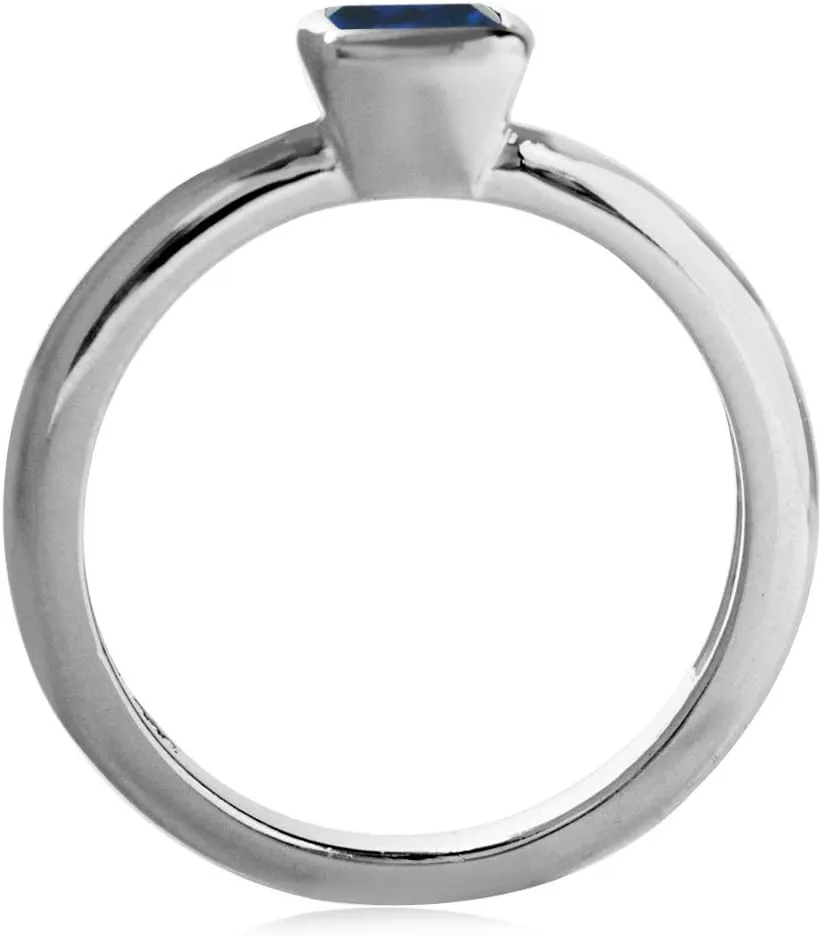 925 Sterling Silver Stackable Bezel Set Solitaire Ring Jewelry for Women Silvershake 5MM Cushion Shape Birthstone Gemstone White Gold Plated beetle footprint or Yellow Gold Plated 