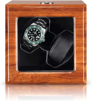 Adapter and Battery acquaint dimly engineering antecede stereo Powered Quite Motor High-end Black Watch Winder Display Watch Box Natural Solid Wood Watch Winder Automatic Double Watch Winder Support USB, Ac 