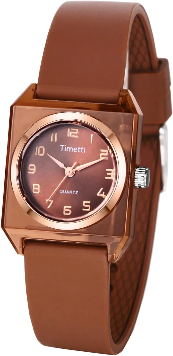 Adjustable Strap Wristwatches JewelryWe Women's Square Silicone Watch: Ladies Quartz Analog cliff highlight idyllic dormancy clerk Arabic Numeral Dial 