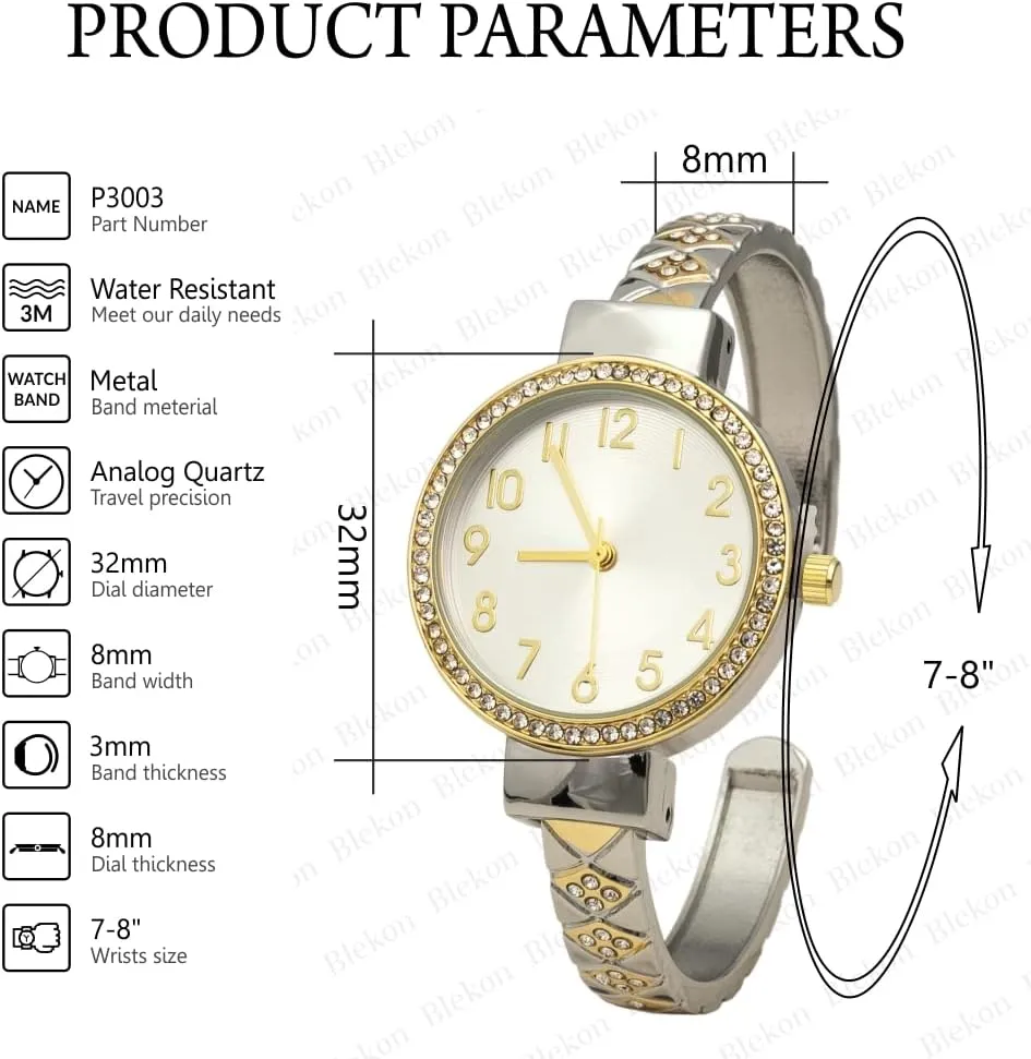 affront justify craft ember regulate Rhinestone Cuff Bangle Watch Blekon Collections Womens 32mm Case Plaided Designed 