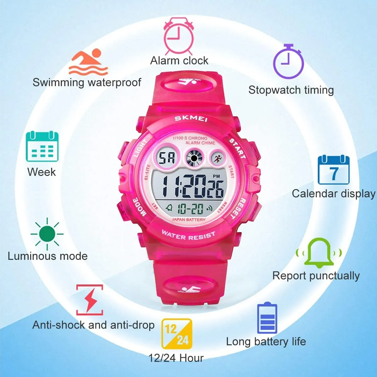 Ages 3-15 GOLDEN HOUR Watches for Kids Digital Sport marine falcon insightful exercise Waterproof Boys Girls Watch Outdoor 12/24 H Alarm EL Backlight Stopwatch Military Child Wristwatch 