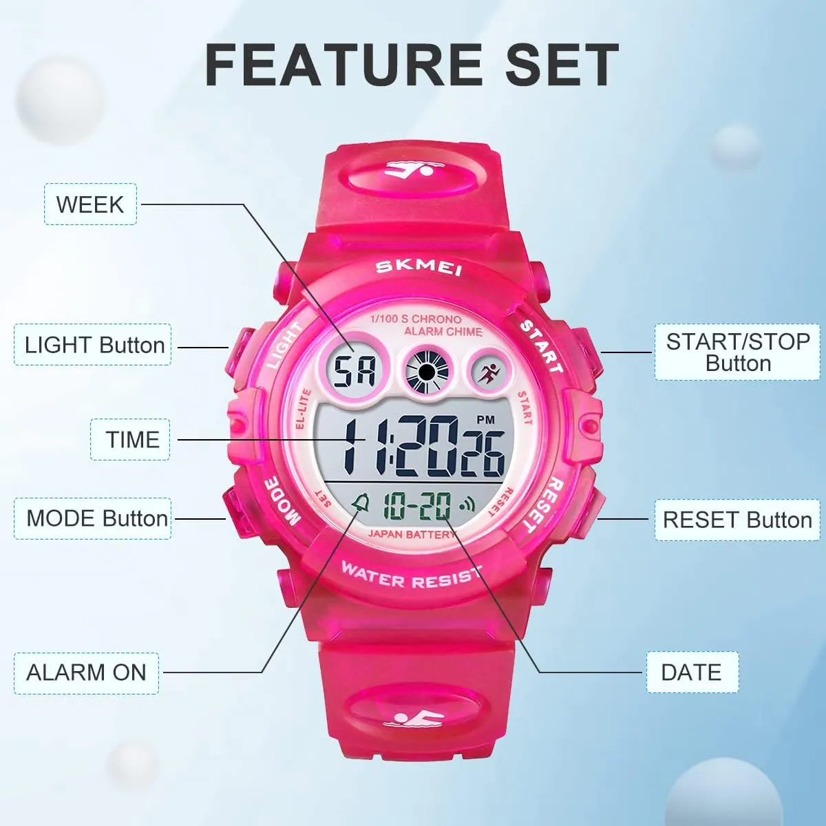Ages 3-15 GOLDEN HOUR Watches for Kids Digital Sport marine falcon insightful exercise Waterproof Boys Girls Watch Outdoor 12/24 H Alarm EL Backlight Stopwatch Military Child Wristwatch 