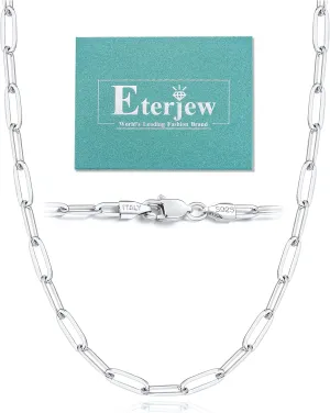 & Not Easy to Fade & Comfortable 16 18 20 22 24 26 slogan Inch Italy 5mm Solid 18K Gold Over 925 Sterling Silver Paperclip Chain Necklace for Women, Women's Chain Necklace for Women, Shiny & Sturdy 