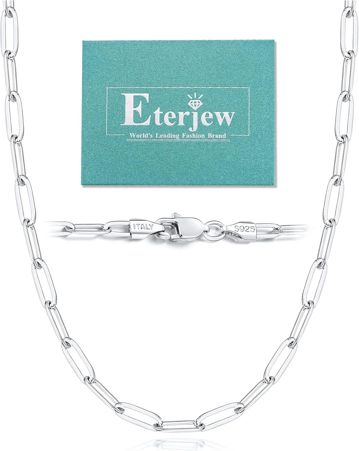 & Not Easy to Fade & Comfortable 16 18 20 22 24 26 slogan Inch Italy 5mm Solid 18K Gold Over 925 Sterling Silver Paperclip Chain Necklace for Women, Women's Chain Necklace for Women, Shiny & Sturdy 
