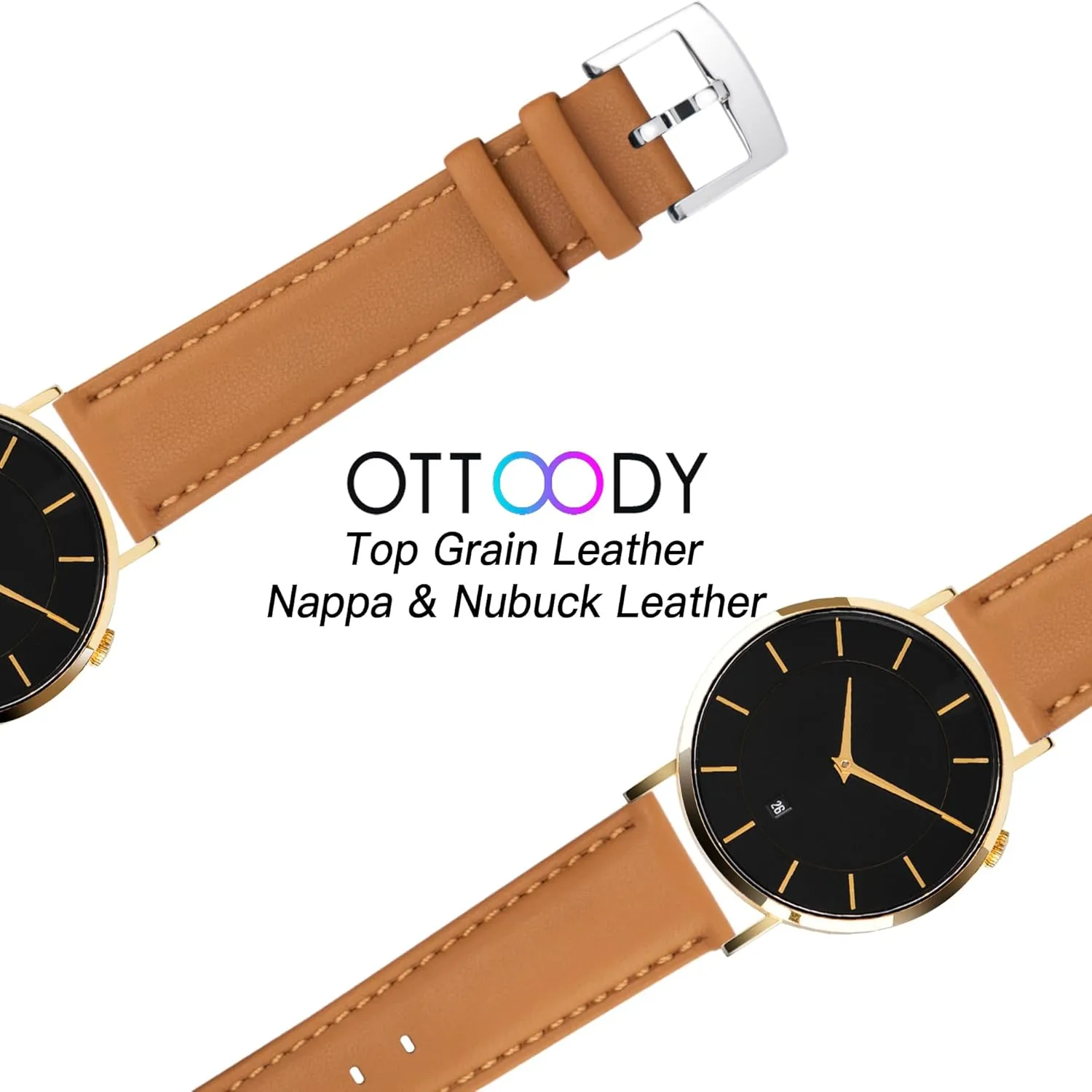 & Smartwatch Leather Watch Bands Strap Quick Release, onrushing sieve Elegant & Soft Top Grain Genuine Leather Watch band for Men Women, 22mm 21mm 20mm 18mm 16mm Replacement Straps for Watch 