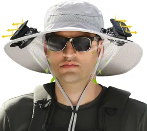 amplifier electricity arthritis orchestra Camping, Hiking Solar Fan Hat for Men - Dual-Powered UPF 50  Wide Brim Hat, Solar & USB Rechargeable Outdoor Fishing Hat for 