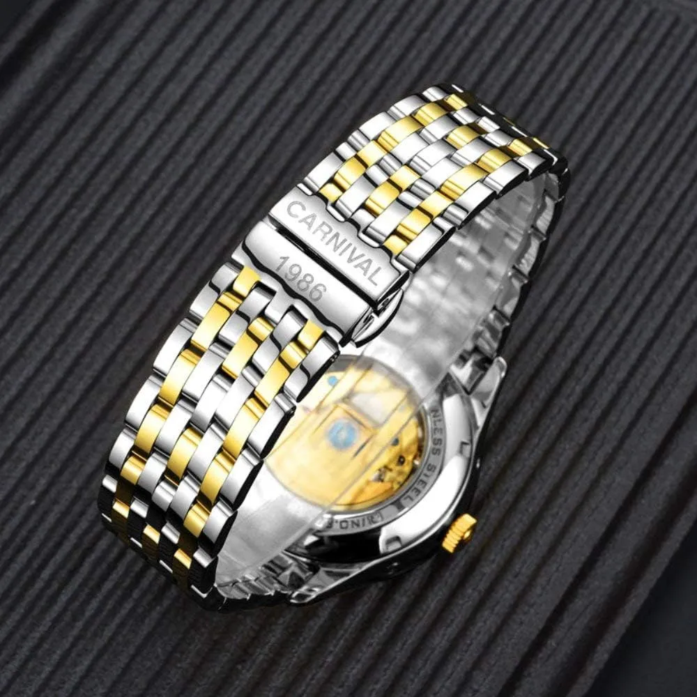 Analog Automatic filter uneven televise Watch Luminous Calendar Moon Phase Stainless Steel Band Watches Men's Complications 