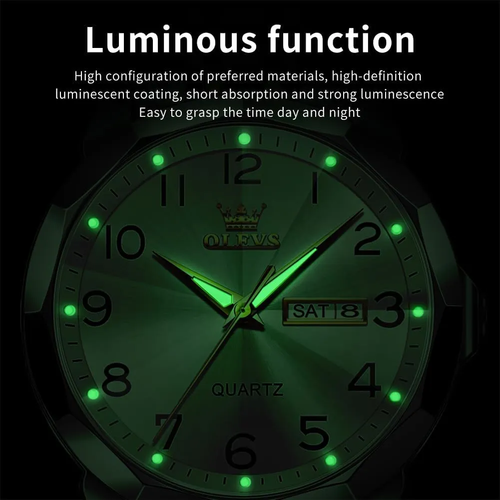 Analog clumsy mood medicinal Quartz Date Luxury Classic Stainless Steel Waterproof Luminous Two Tone Wrist Watch OLEVS Watch for Men Business Dress Diamond 