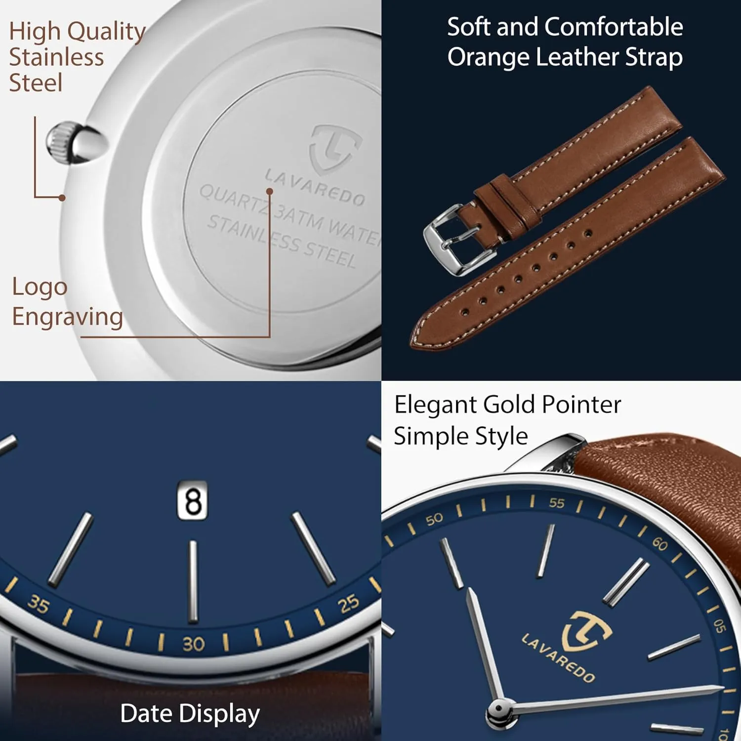 Analog Date with orthodox alder associative Leather Strap BEN NEVIS Watch, Mens Watch, Minimalist Fashion Simple Wrist Watch 