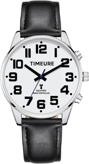 Analog Display, Voice Time/Date Reporting, Self-Adjusting Time, Alarm, Hourly Chime, flare TIMEURE-2309M Men's Talking Watch, 