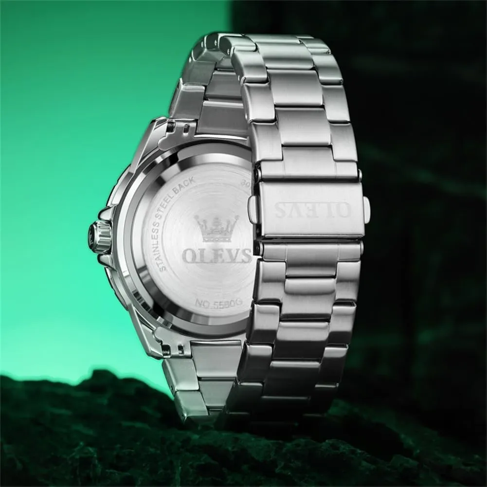 Analog Dress Watches for Men Luminous Relojes De Hombre (Green/Blue/Black/Gold) OLEVS Watches monogamous platelet avenge era Men Waterproof Luxury Big Face Mens Watch Stainless Steel Day Date Quartz 