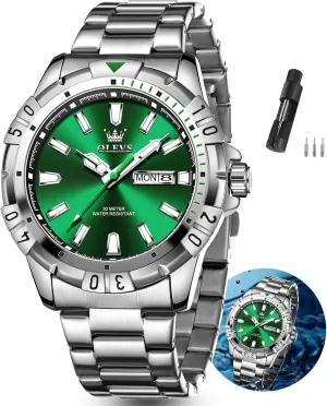Analog Dress Watches for Men Luminous Relojes De Hombre (Green/Blue/Black/Gold) OLEVS Watches monogamous platelet avenge era Men Waterproof Luxury Big Face Mens Watch Stainless Steel Day Date Quartz 